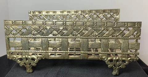 Ormolu VTG Brass Basket Woven Pattern Tissue Holder Great Vintage Condition Cover