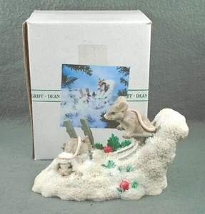 1994 Charming Tails HOT DOGGIN figurine skiing winter 87/003 Fitz & Floyd - Picture 1 of 6