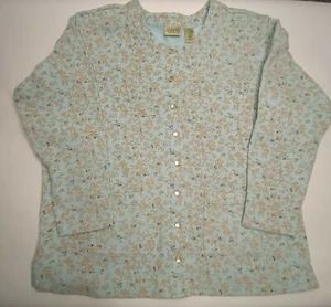 Classic Elements Women's Plus Sz 16-18W Floral Fleece Snap Down Long Sleeve Top - Picture 1 of 9