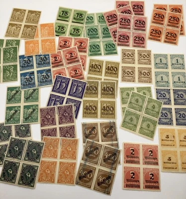 Lote grande de estampillas de inflación de Alemania de (32) bloques - números agricultores embalaje original como nuevo MH Foto 1 de 3