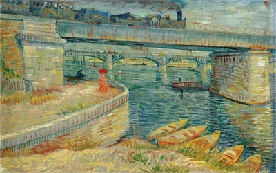 Pintura al óleo pintada a mano Vincent van Gogh Puentes a través del Sena en Asnieres Foto 1 de 2