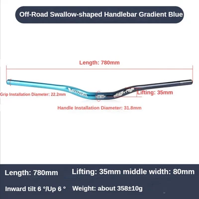 31.8 X 780mm Mountain Bike Handlebar Ultra Light Swallow-shaped Drop Bar - Image 1 of 4