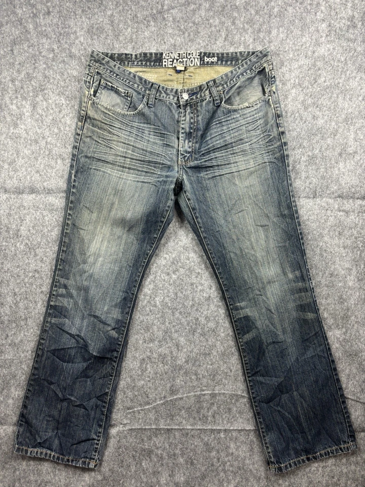 Kenneth Cole Reaction Men's Size 36x30 Boot Cut Medium Dark Wash Denim Jeans - Image 1 of 4