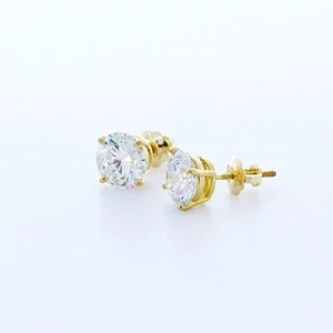 2.0CT LAB-CREATED DIAMONDS D/VVS1 ROUND CUT 14K GOLD PRONG CLASSIC STUD EARRINGS - Picture 1 of 8