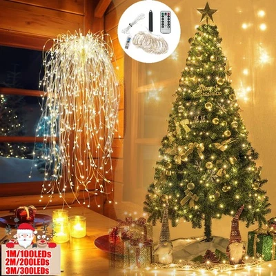 Outdoor Waterfall String Lights Christmas Tree Garden Copper Wire Fairy Lights - Image 1 of 4