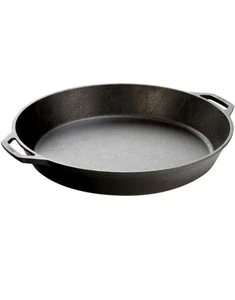 Sartén de hierro fundido pre-sazonada Lodge de 17 pulgadas - asas de asistencia dobles - uso en el - Imagen 1 de 12