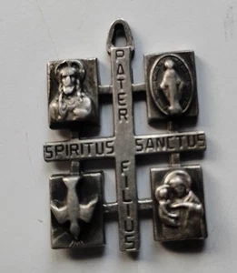Colgante de plata de ley vintage católico 925 credo religioso Spiritus Sanctus - Imagen 1 de 5