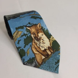 Vtg Lost Kingdom Polyester Wildlife Fox Outdoor Nature Neck Tie USA Made - Picture 1 of 13