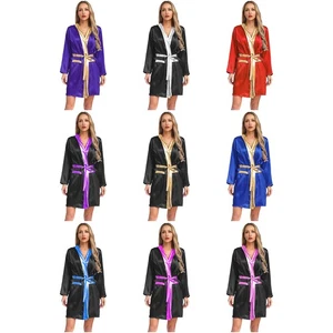 Womens Boxing Robe Metallic Outfits Music Costume Adult Hooded Cloak Festival - Picture 1 of 93