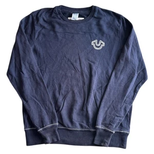 True Religion Sweatshirt Pullover Y2K Regulr Horseshoe Blue Jumper Mens Large - Picture 1 of 9