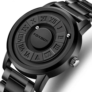 Mens Military Luxury Watch Magnetic Stainless Steel Quartz Waterproof Wristwatch - Picture 1 of 8