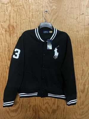 Chaqueta de béisbol negra Polo Ralph Lauren Big Pony talla grande $198 Foto 1 de 4