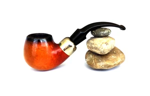 MILLENNIUM OF TYNWALD AFRICAN BLOCK MEERSCHAUM ARMY MOUNT BENT APPLE ESTATE PIPE - Picture 1 of 12