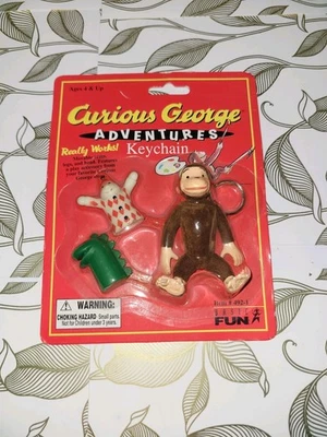 Curious George Keychain Basic Fun NEW in Package 1998 Vintage - Image 1 of 2