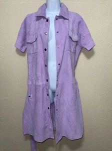 BOD CHRISTENSEN sahara LEATHER suede dress ORCHID BLOOM SZ 6 NEW - Picture 1 of 9