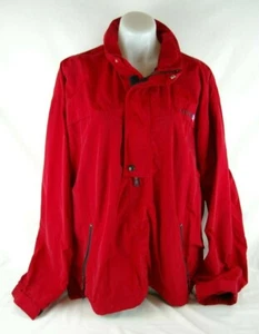 VTG Chaps Ralph Lauren Solid Red 1/4 Zip Pull Over Wind Breaker W/ Hood Men's XL - Picture 1 of 12