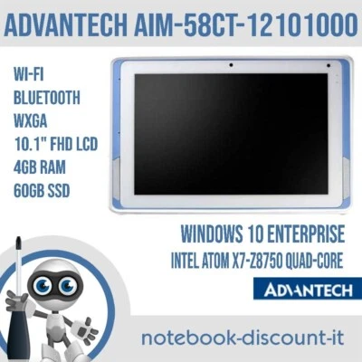 ADVANTECH AIM-58 AIM-58CT-12101000 PC TABLET WIN10E RAM 4GB ATOM X7 - BOXED - Immagine 1 di 4