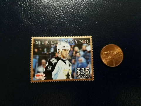 Mike Modano Dallas Stars Donruss Guyana Bronze Perforated Stamp WOW Cover