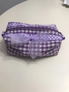 Purple Gingham Makeup Bag - Picture 1 of 3