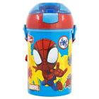 Spiderman Pop Up Water Bottle With Neck Cord For Easy Carry School 450Ml