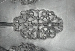 Vintage 12” Rubber Pewter Spin Casting Mold Ornate Pendant Brooch Pin Applique - Picture 1 of 12