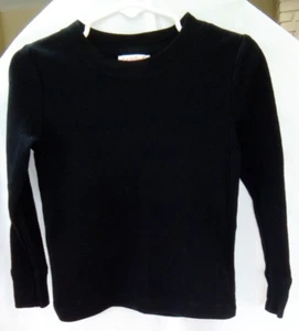Cat & Jack Boys Ribbed Waffle Knit Long Sleeve Shirt Black 4T   c - Picture 1 of 7