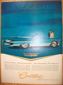 1958 58 Cadillac convertible large-mag color car ad- "inspiring tradition" - Picture 1 of 1