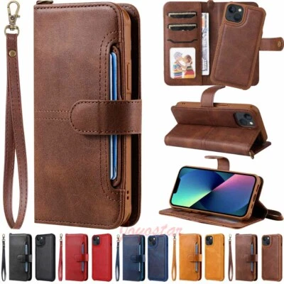 For iPhone 16 Pro Max 15 14 13 12 11 SE 7 8 Detachable Wallet Leather Case Cover - Image 1 of 4