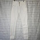 Lusty Chic Women's High Waisted Skinny Jeans Size XL Eur 42 White Bow Detailing