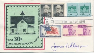 #1606 pair combo 30c American Schools Drawn Border cachet FDC auto #2 - Picture 1 of 1