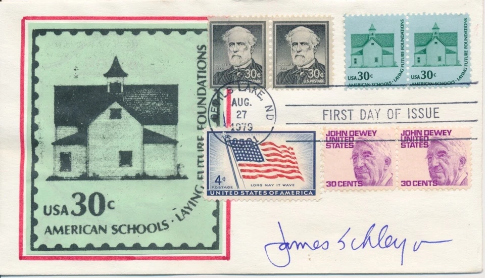 #1606 pair combo 30c American Schools Drawn Border cachet FDC auto #2 - Image 1 of 1