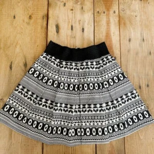 Mi Ami Southwestern Mini Swing Skirt Elastic Waist M Black White Made in USA - Picture 1 of 5