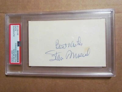 Stan Musial Signed Index Card PSA Certified Encapsulated  - Image 1 of 4