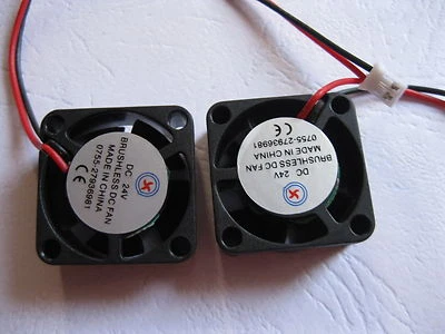 2 pcs Brushless DC Cooling Fan 5 Blade 24V 25x25x10mm 2510S 2Wire Sleeve Bearing - Image 1 of 4