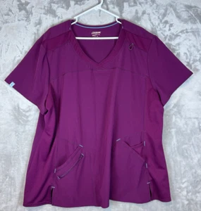 Scrubstar Top Women's 3XL Purple SS Performance V-Neck Nurse CNA Hospital Doctor - Picture 1 of 9