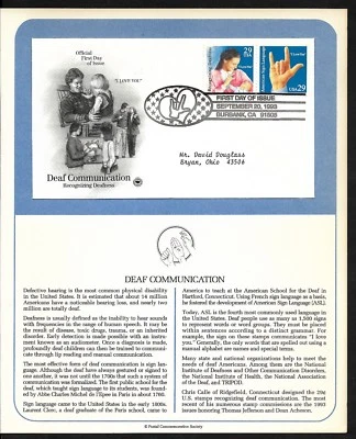 #2784a 29c Deaf Communication - PCS FDC w/ Info Page - Image 1 of 2