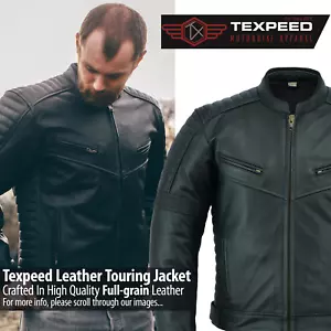 Leather Motorbike Jacket With Armour Black Motorcycle Touring Biker CE APPROVED - Picture 1 of 11