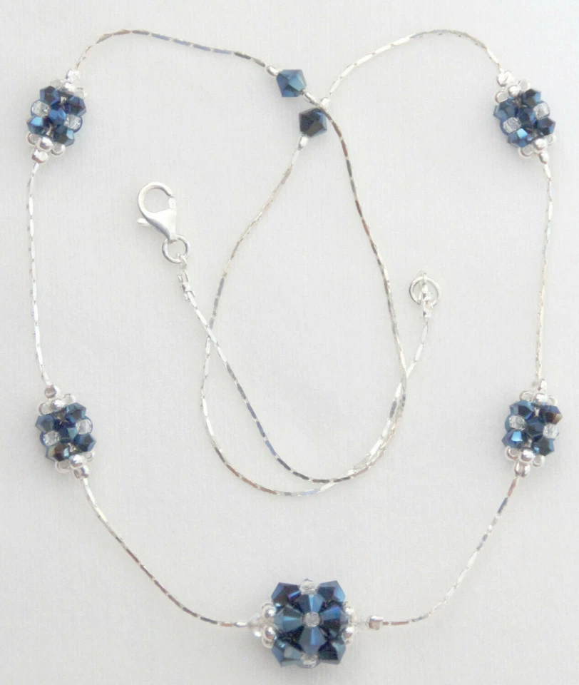 COLLANA DONNA ARGENTO E PIETRE CRISTALLO SWAROVSKI BLE NUOVA - Immagine 1 di 1