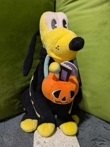 New Tags Disney Parks Halloween 12" Pluto in Skeleton Costume Plush Toy Pumpkin - Picture 1 of 9