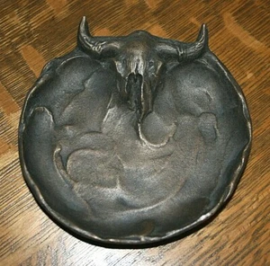 Bandeja de pasador de cenicero de bronce macizo posiblemente escultura Fredric Remington C M Russell - Imagen 1 de 3