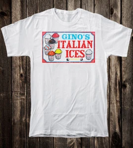 Retro Art Tee T Shirt 100% Cotton NYC New York City Ginos Italian Ice Pizza - Picture 1 of 2