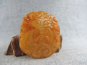 Chinese Antique Nature Hetian Jade Manual Sculpture Tiger Face Statue - Picture 1 of 7