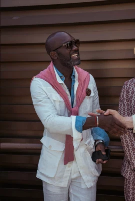 Linen Men's Safari Jacket Summer Casual Sports with Belt Wedding Groom Blazer - Изображение 1 из 4