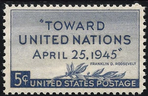 Scott # 928 ~ 1945 5¢ United Nations Conference Issue  - Picture 1 of 1