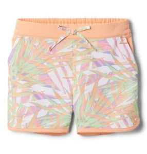 Columbia Youth Girls Sandy Shores Boardshort, Peach Dye Palms Tonal/Peach, - Picture 1 of 2