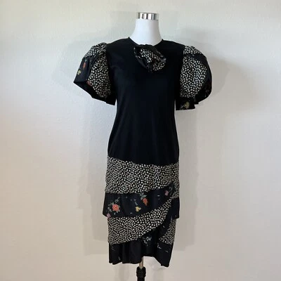 Vestido Feminino Vintage Lorrie Kabala 8 Camadas Camponesa Boho Mangas Pretas - Imagem 1 de 4