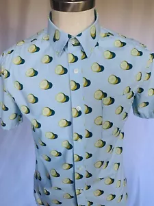 GOODFELLOW Camicia sportiva uomo cotone SS blu/limoni, media - Foto 1 di 10