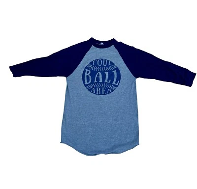Baseball Graphic T Shirt Foul Ball Area Women Small Raglan Sleeve Unisex 2 Tone - Image 1 of 4