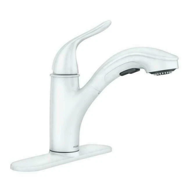 Moen 87557W Brecklyn Single Handle Kitchen Faucet - White