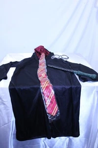 Kids Wizard Costume Long Sleeve Hooded Cape, Tie, Glasses & Wand - Picture 1 of 8